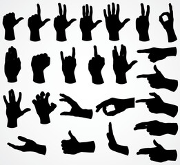 silhouette hand set / vector illustration