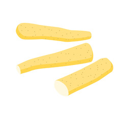 野菜イラスト　カットした山芋（ナガイモ）.