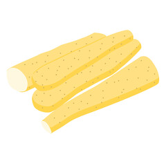 野菜イラスト　カットした山芋（ナガイモ）.