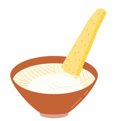 野菜イラスト　すり鉢ですりおろしたナガイモ.
