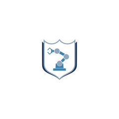 Robotic arm shield icon logo isolated on white background