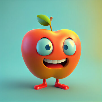 Personnage de dessin animé en forme de pomme rouge