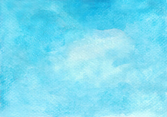 Watercolor painting abstract background or blue abstract watercolor texture backdrop on paper. Nature of sky and clouds concept. copy space for the text. Hand painted texture style.