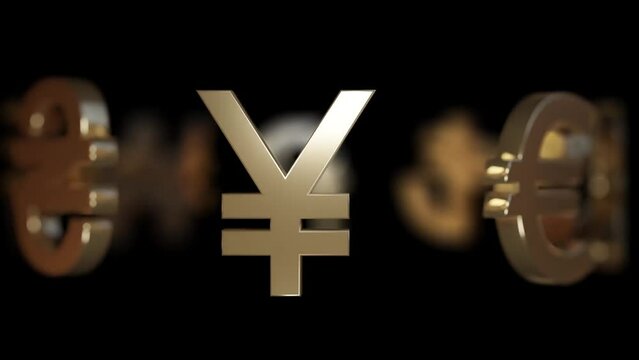 American Dollar, Turkish Lira, European Union Currency Euro, British Pound, Pound, South Korean Currency Won, Russian Ruble, Ukrainian Hryvnia, Indian Rupee, Japanese Yen, Chinese Yuan 4K Video