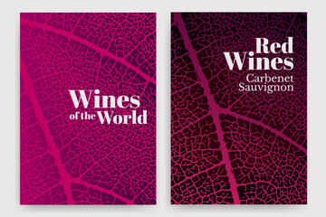 Template with vine leaf texture background. Vegetable background for wine designs. Vector illustration. - 564589786