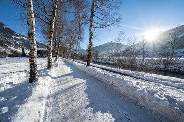 Snow mountains landscape