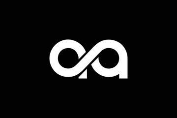 Creative and professional initial letter a a infinity logo design template on black background