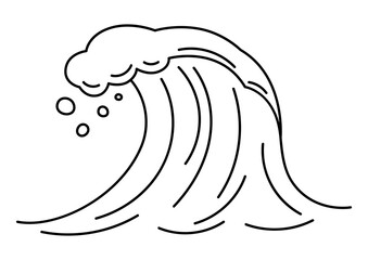 Illustration of wave with sea foam. Ocean or water splash.
