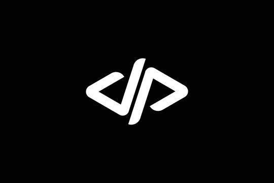 Creative and professional initial letter d p code logo design template on black background