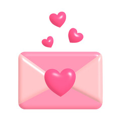 3D pink envelope with heart