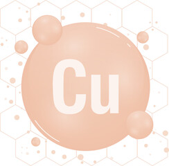 Copper, Cu minerals for health. Mineral vitamin complex. Medical and dietary supplement health care concept. Copper illustration