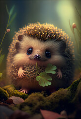 Little hedgehog in the woods