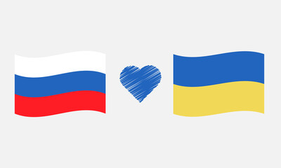 Flags of Russia and Ukraine. Peace concept between Russia and Ukraine