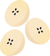 Fototapeta premium Banana slices isolated in transparent png