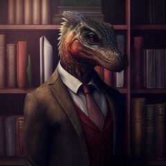 Portrait of an animal dressed in a suit in the office, animals in a suit, AI generator