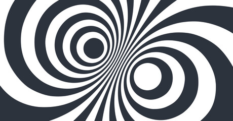 Fototapeta premium Abstract background made of distorted lines. Pattern with optical illusion. Psychedelic stripes. Op art design. Convex texture. Vector illustration for brochure, flyer, card, banner or cover.