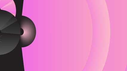 Black vector illustration banner template with pink objects on dark background.