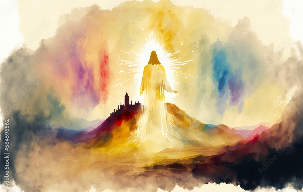 Wall mural  heaven god Church illustration landscape art pathway heaven artwork paradise sun light
jesus Divine nature background sky clouds faith religion dream christmas easter gerernative ai