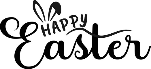 Obraz premium Happy Easter sign with Bunny ears on white background. ZIP file contains EPS, JPEG and PNG formats.