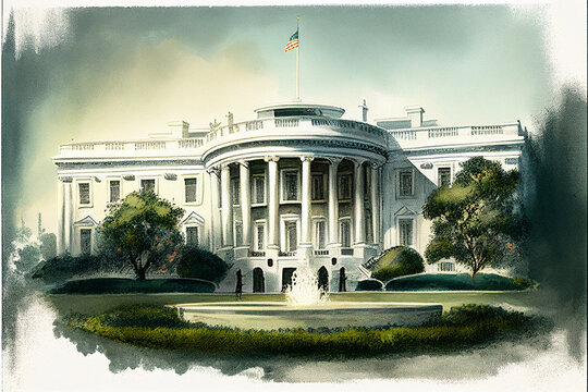 White House building in Washington DC. AI generated