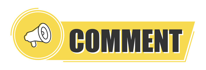 Megaphone comment with on yellow background. Megaphone banner. Web design.