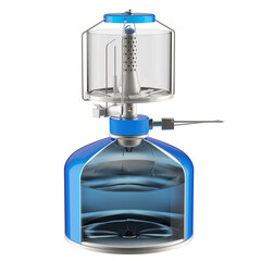 Hiking (tourist or camping) portable gas lamp in the section. 3D Illustration. Isolated on white background.