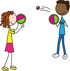 Happy Kids playing toss and catch