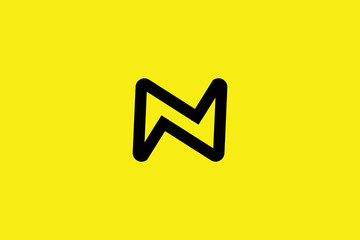 Minimal and creative initial letter N mark logo template on yellow Background