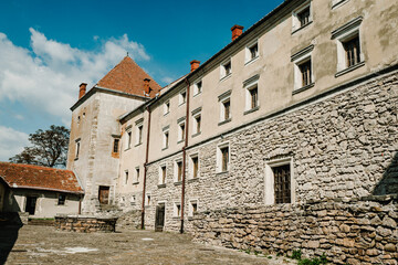 Fototapeta na wymiar Courtyard of the Svirzh castle in Lviv region, Ukraine.