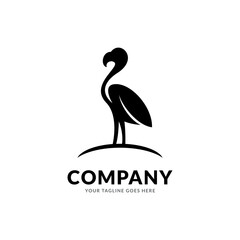 Heron logo design. Flamingo icon illustration vector, logo design inspiration