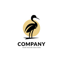 Heron logo design. Flamingo icon illustration vector, logo design inspiration