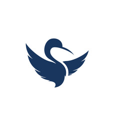 Obraz premium Heron logo design. Flamingo icon illustration vector, logo design inspiration