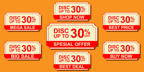 set discount tag 30 percent offer 