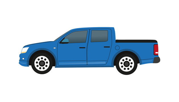 Isolated Blue Pickup Truck Illustration
