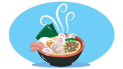 cute cartoon ramen noodles. vector illustration for mascot logo or sticker