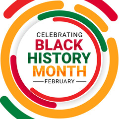 Celebrating Black History Month Background in colorful design and typography. Celebrating black history month backdrop
