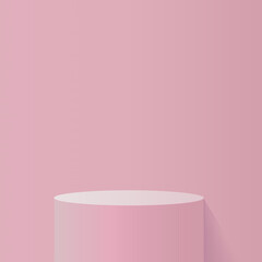 Abstract background with pink color geometric 3d podiums. Vector