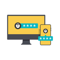 Phone and Computer Two Step Verification, Two Factor Security Icon Set