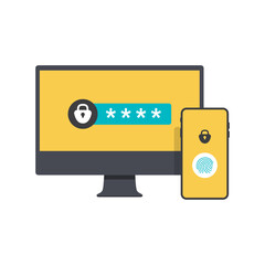 Phone and Computer Two Step Verification, Two Factor Security Icon Set