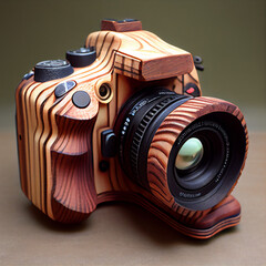 wooden slr photography camera illustration - obrazy, fototapety, plakaty