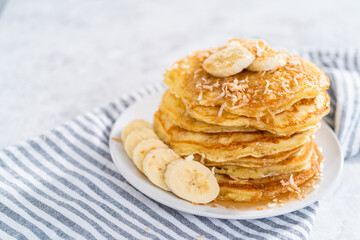 Coconut banana pancakes