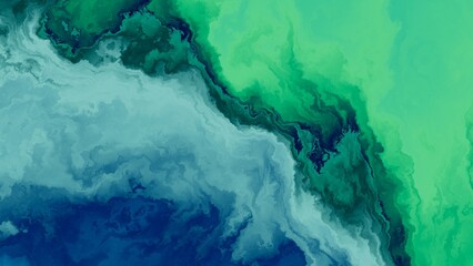 abstract artificial watercolor texture, acrylic liquid art marbling background, trendy ocean blue and mint green wallpaper