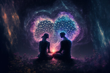 Lovers in Meditation: A romantic story illustrated with Generative AI
