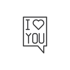 I love you message line icon. linear style sign for mobile concept and web design.