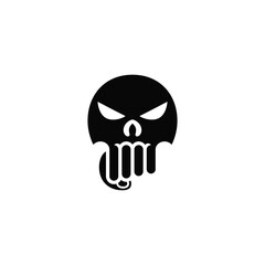 Skull combination with a fist. Logo design.