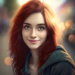 Fototapeta premium Portrait of a pretty woman in the morning light. Generativ AI