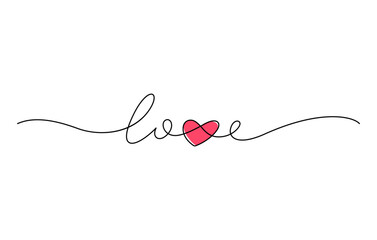 love lettering design continuous line drawing vector illustration