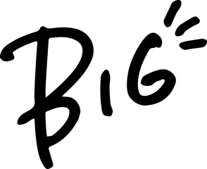 BIGのアイコン。手書き文字のベクター素材。