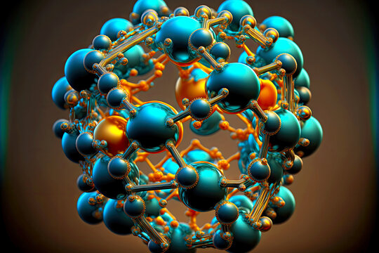 Connected Spheres And Chains In Single Structure In Molecule Closeup