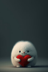 Valentine's Day card, cute romantic animal with a heart, February, vertical, Generative AI